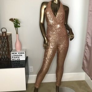 Rose Gold halter jumpsuit